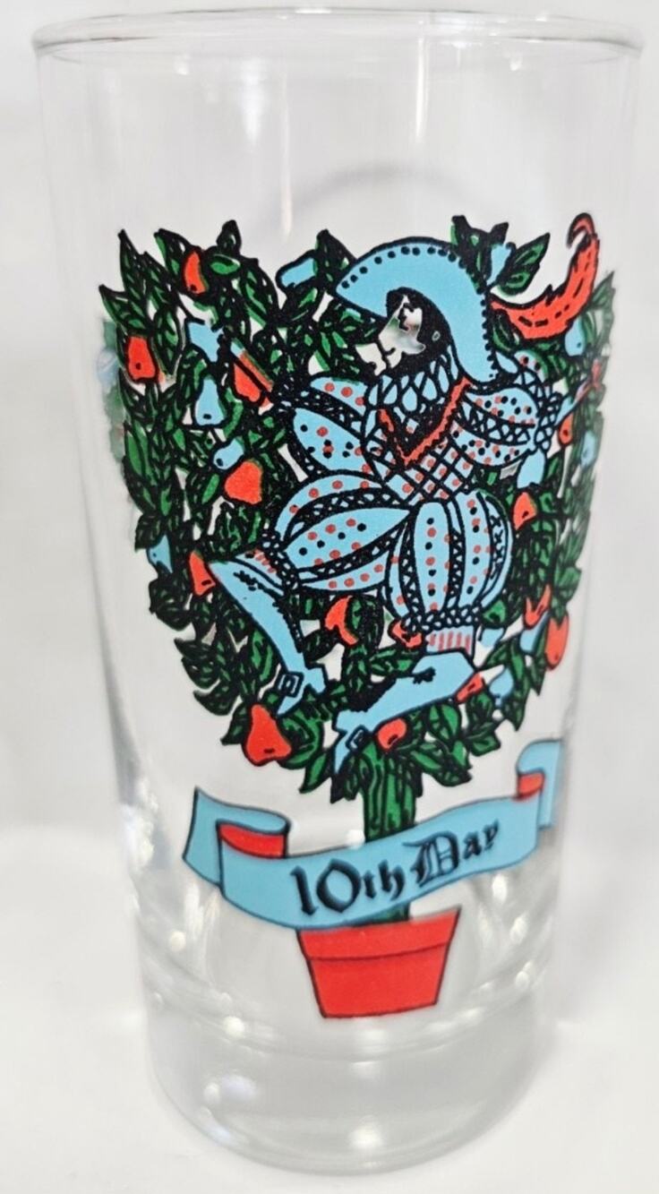 10th Day Vtg Indiana Glass 12 Days of Christmas Glass Tumbler Replacement Glass